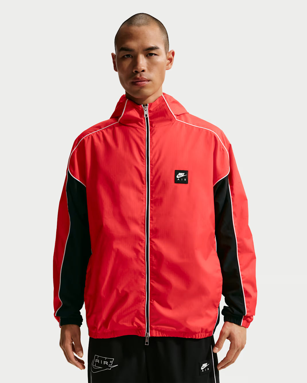 Nike Air Men's Full-Zip Hybrid Utility Jacket Light Crimson Black White 1