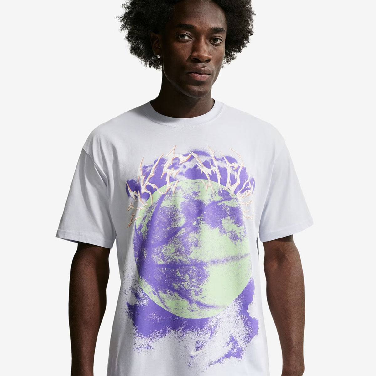 Nike Basketball Unseen Hours Mens T Shirt White Purple Violet Volt Green