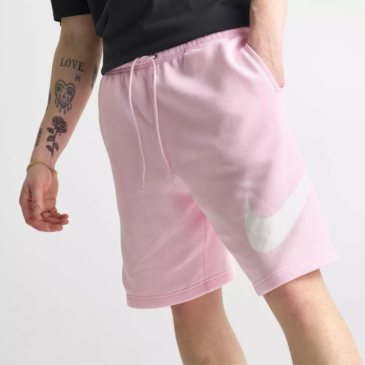 Nike Club Fleece Swoosh Graphic Men's Shorts Pink Foam 2
