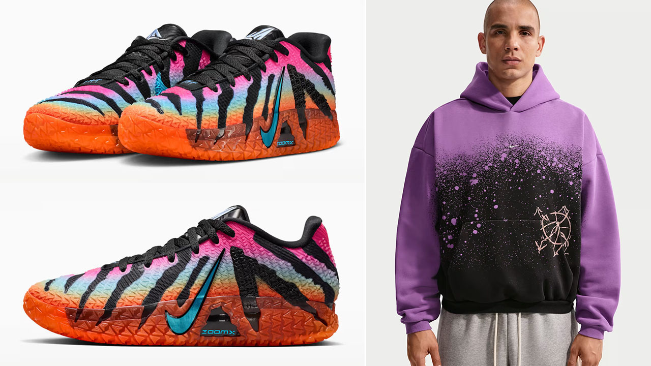Nike Ja 3 Tri State Sneakers x Nike Basketball Unseen Hours Mens Hoodie Black Purple