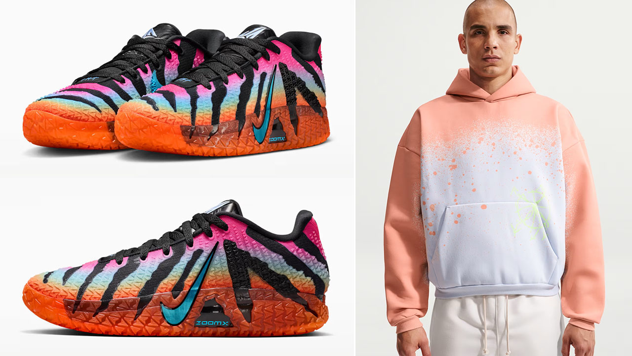 Nike Ja 3 Tri State Sneakers x Nike Basketball Unseen Hours Mens Hoodie Orange Pulse