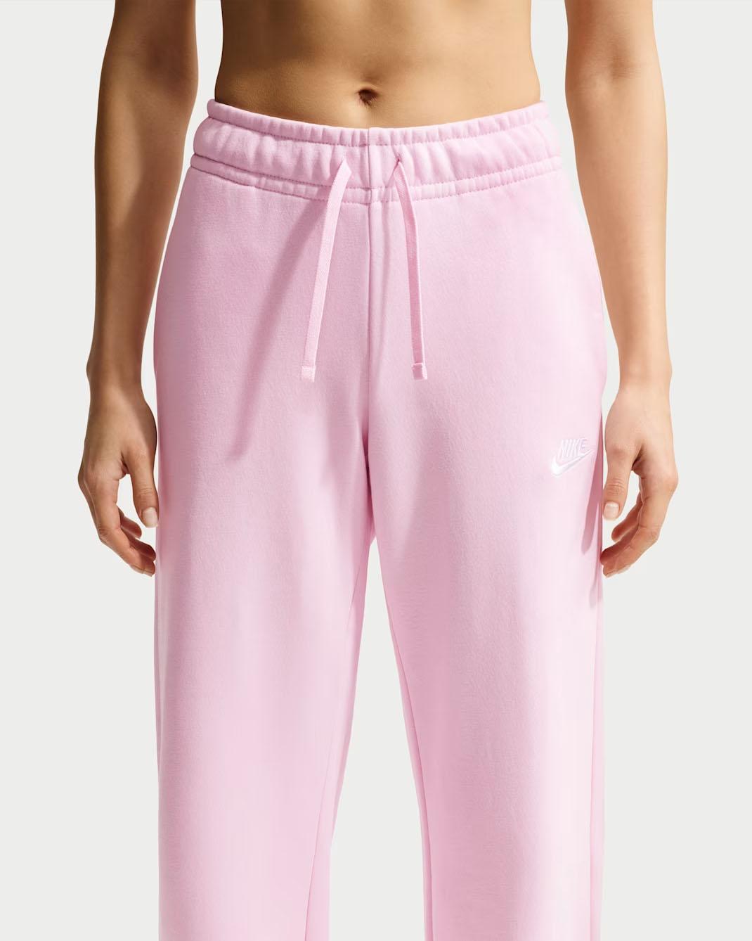 Nike Sportswear Club Fleece Women's Mid-Rise Wide-Leg Sweatpants Pink Foam 1