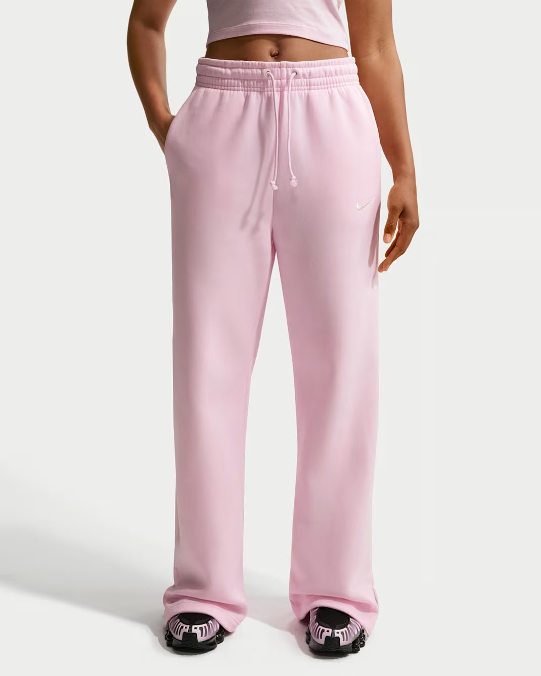 Nike Sportswear Phoenix Fleece Women's High-Waisted Wide-Leg Pants Pink Foam