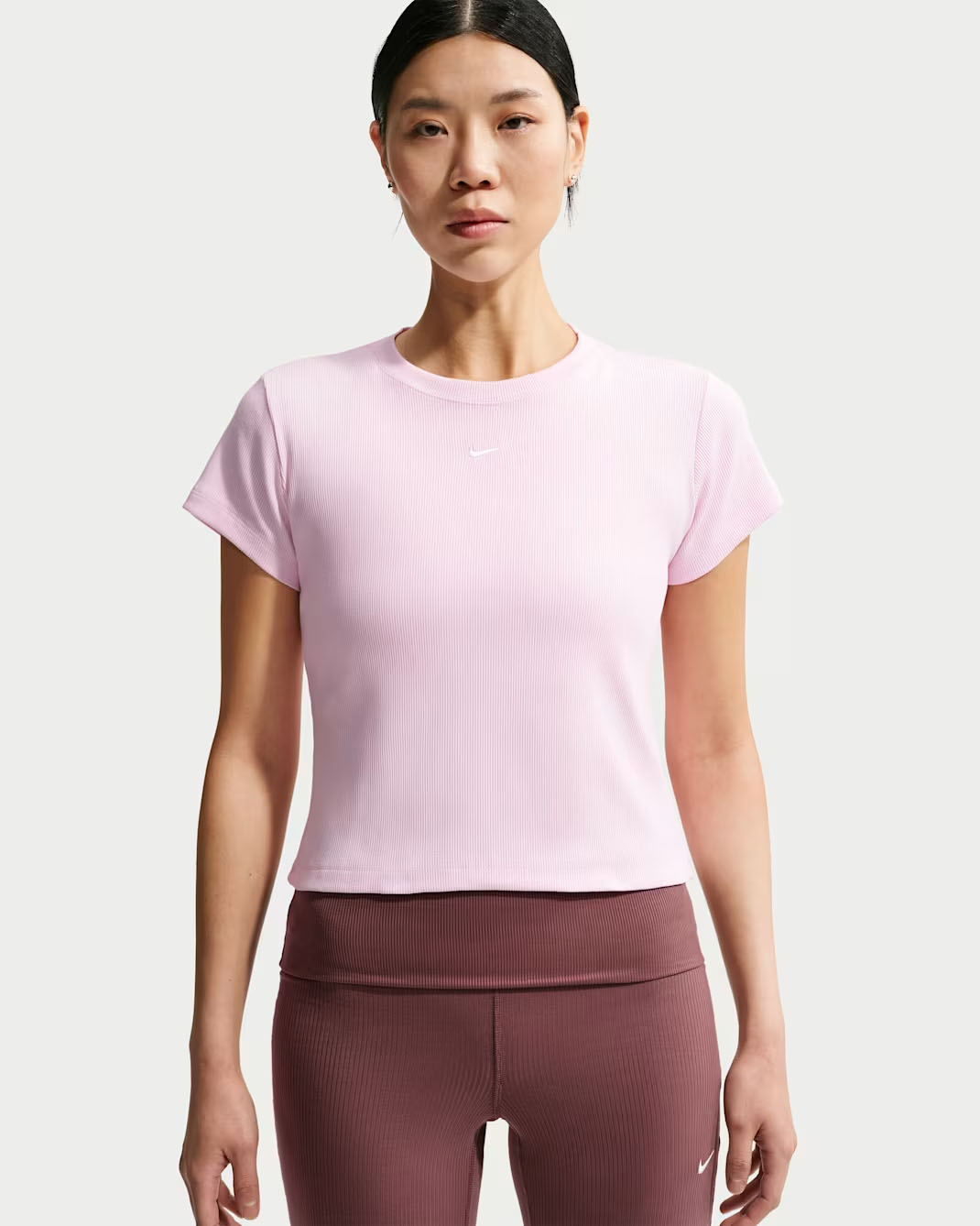 Nike Sportswear Women's Tight Ribbed Short-Sleeve T-Shirt Pink Foam