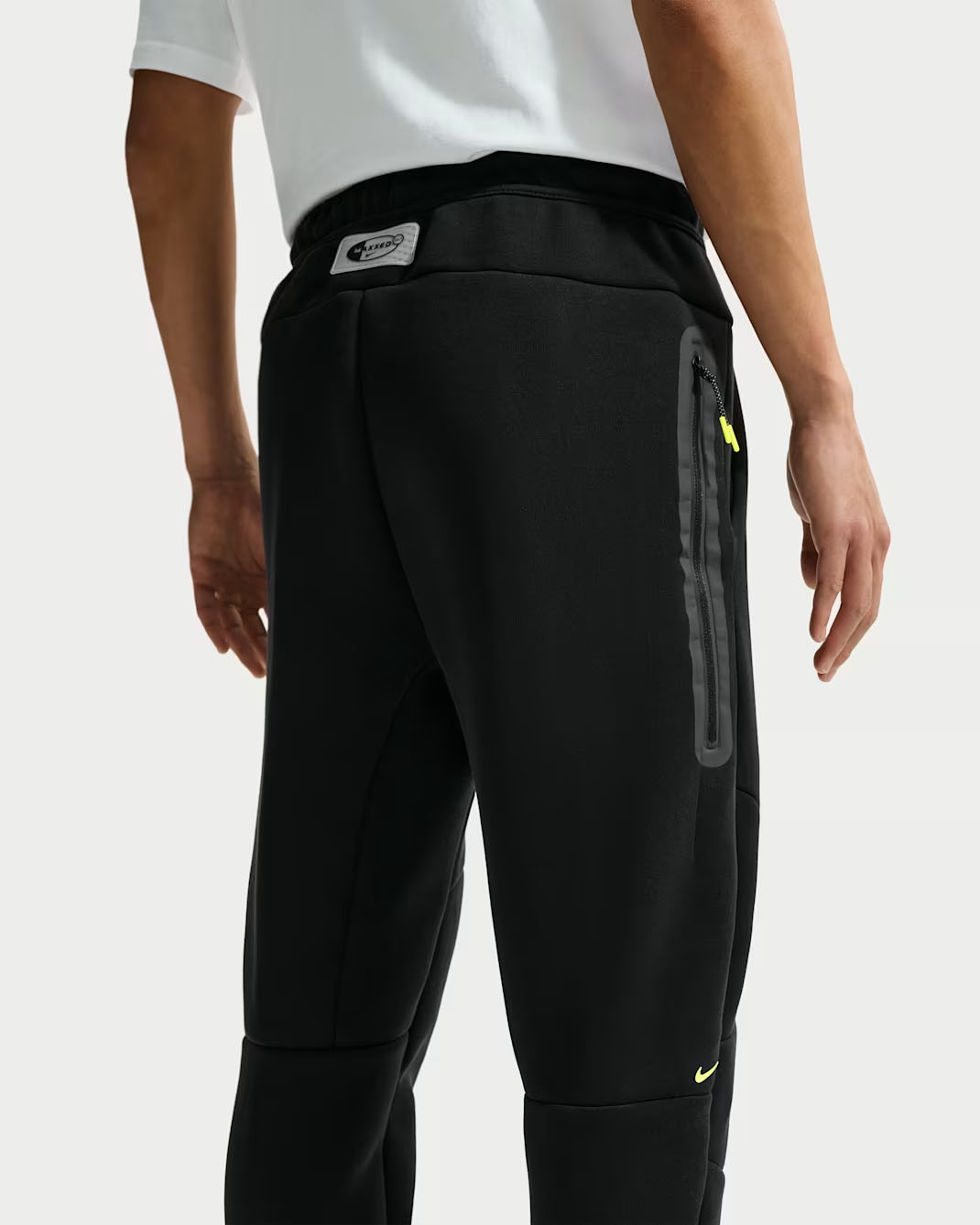Nike Tech Fleece Air Max Men's Jogger Pants Black Dark Smoke Grey Neon Yellow 2