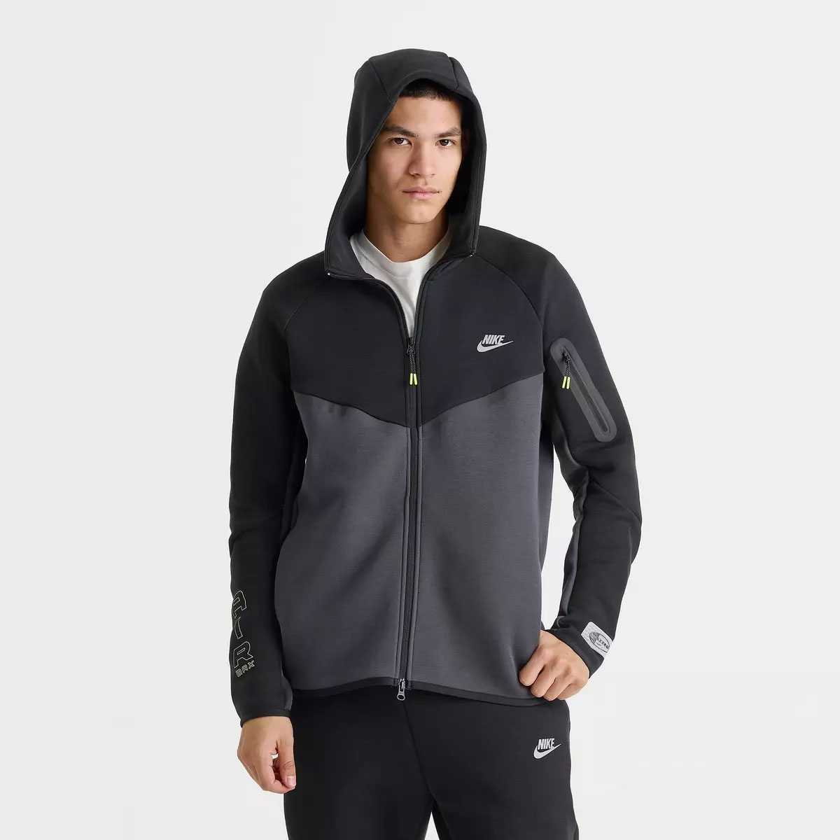 Nike Tech Fleece Mens Full Zip Windrunner Hoodie Jacket Black Grey Neon Yellow 1