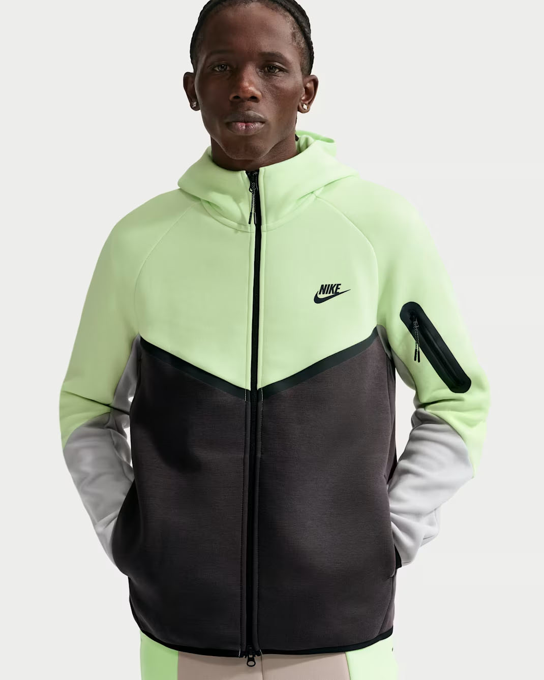 Nike Tech Men's Fleece Windrunner Full-Zip Hoodie Jacket Light Liquid Lime Anthracite Light Smoke Grey Black 1