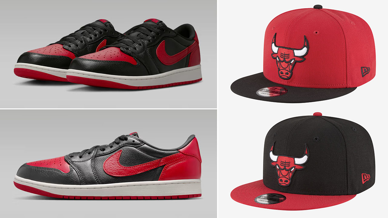 Air Jordan 1 Low OG Banned New Era Chicago Bulls Hats to Match Sneakers