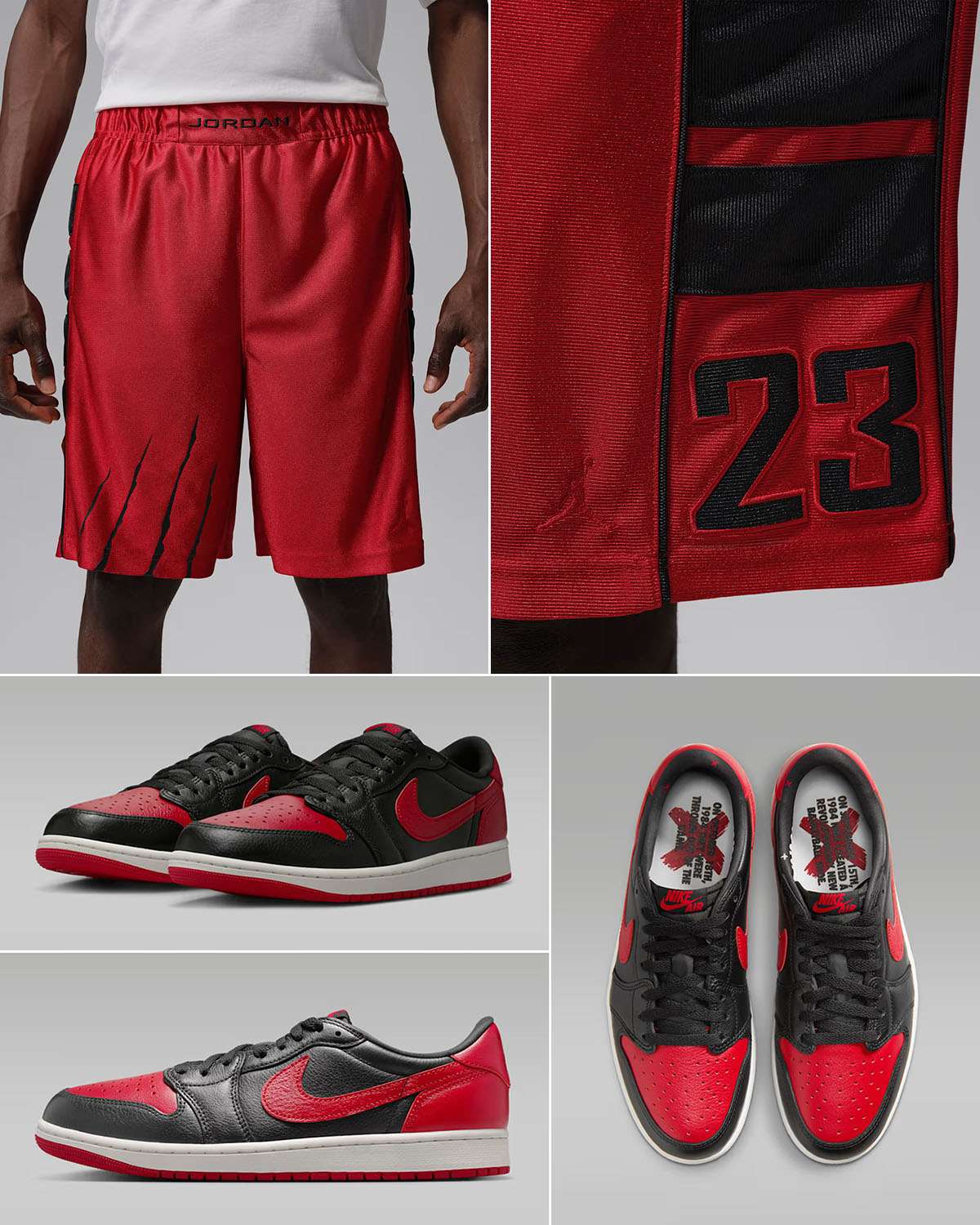 Air Jordan 1 Low OG Banned x Jordan Brooklyn Cat Scratch Men’s Shorts to Match Sneakers