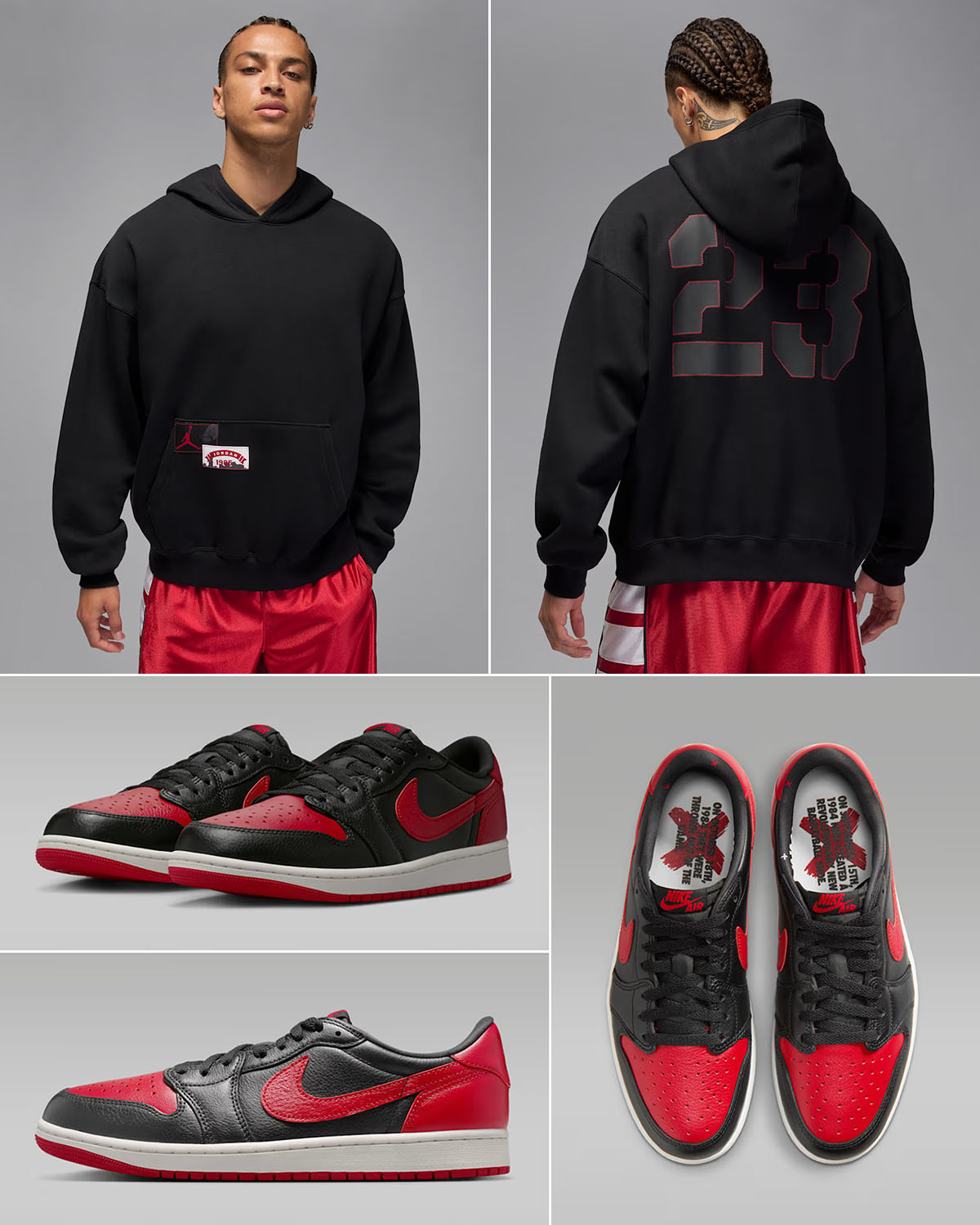 Air Jordan 1 Low OG Banned x Jordan Brooklyn Fleece Men’s Oversized Pullover Hoodie to Match Sneakers
