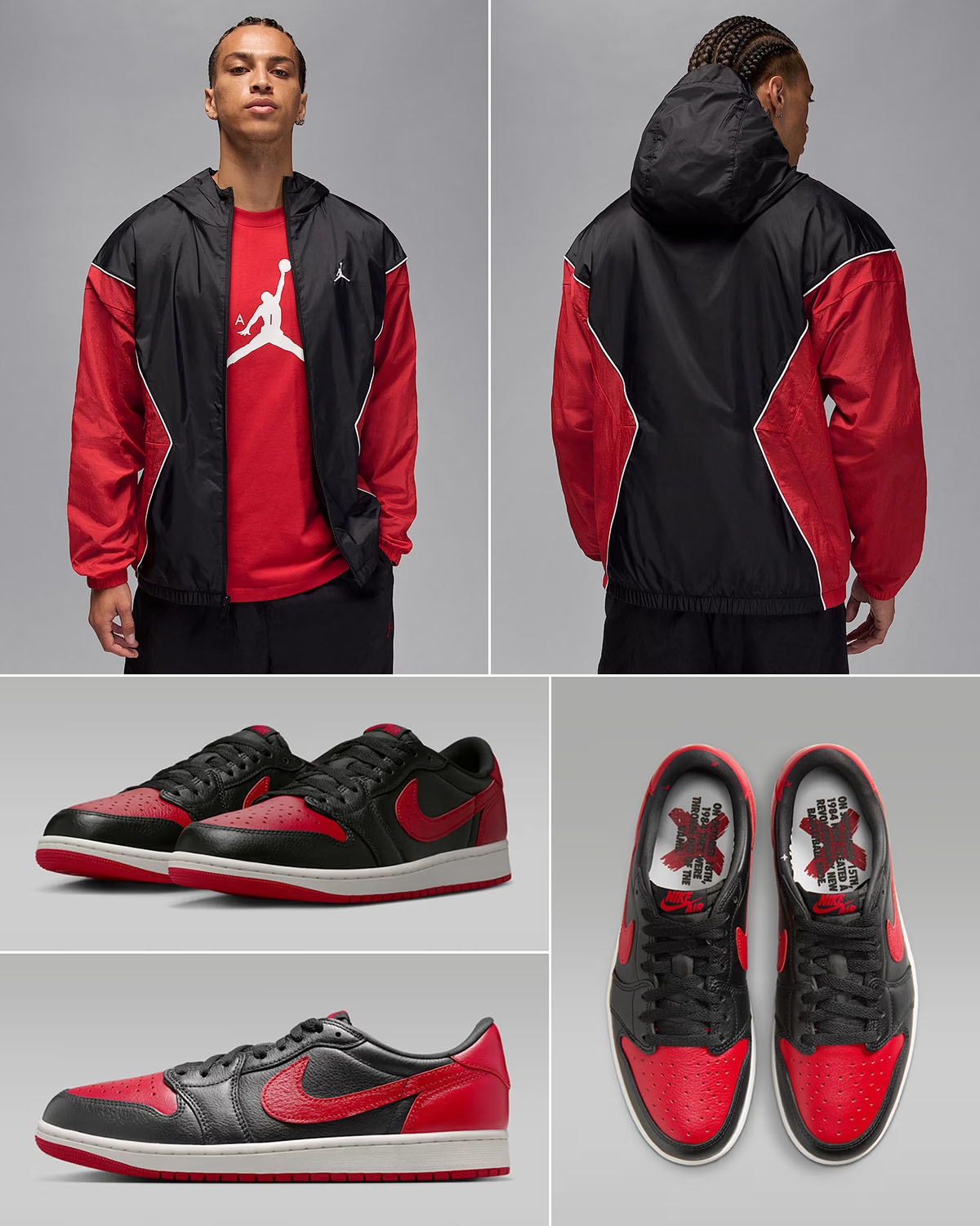 Air Jordan 1 Low OG Banned x Jordan Brooklyn Men’s Hooded Draft Jacket to Match Sneakers