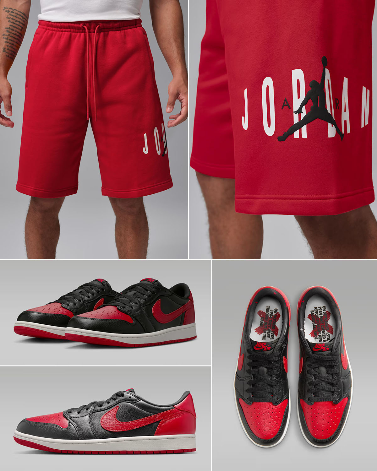Air Jordan 1 Low OG Banned x Jordan Brooklyn Stretch Fleece Men's Shorts to Match Sneakers