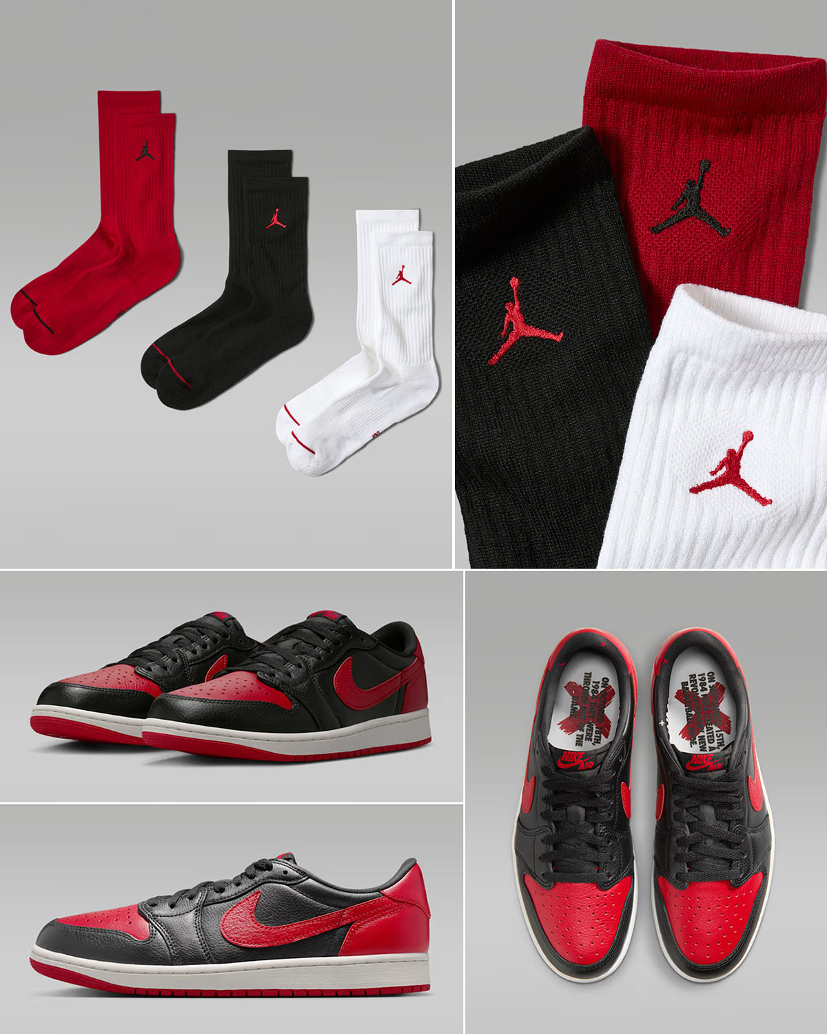 Air Jordan 1 Low OG Banned x Jordan Everyday Crew Socks Red Black White to Match Sneakers
