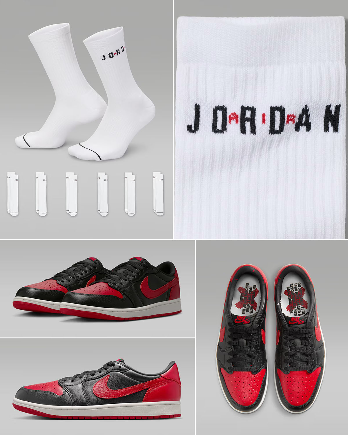 Air Jordan 1 Low OG Banned x Jordan Everyday White Crew Socks to Match Sneakers