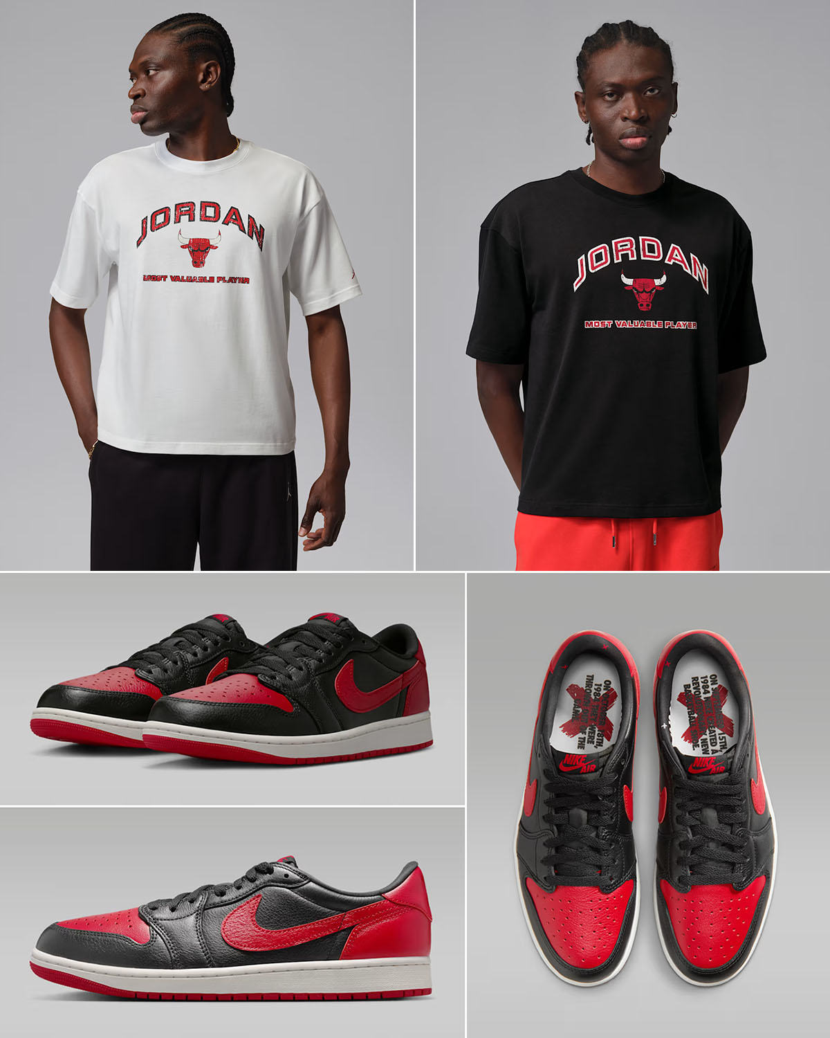 Air Jordan 1 Low OG Banned x Jordan Flight Essentials Men's Boxy Chicago Bulls Graphic T-Shirt to Match Sneakers