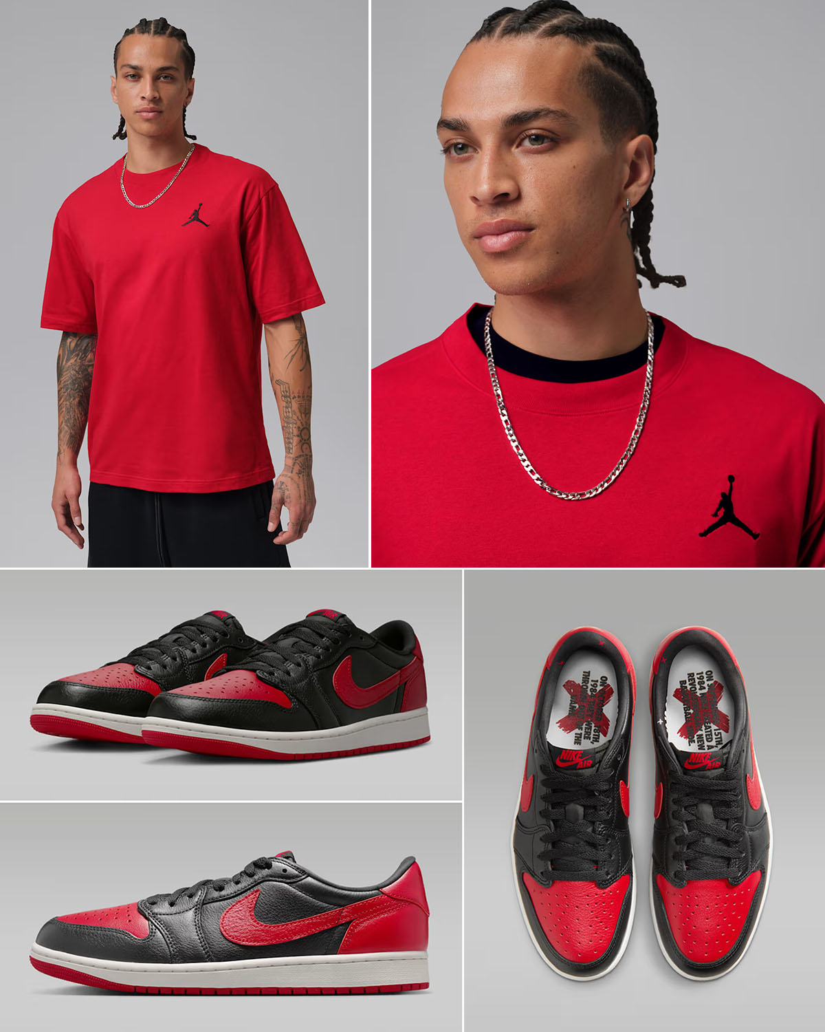 Air Jordan 1 Low OG Banned x Jordan Men's Embroidered Jumpman T-Shirt to Match Sneakers