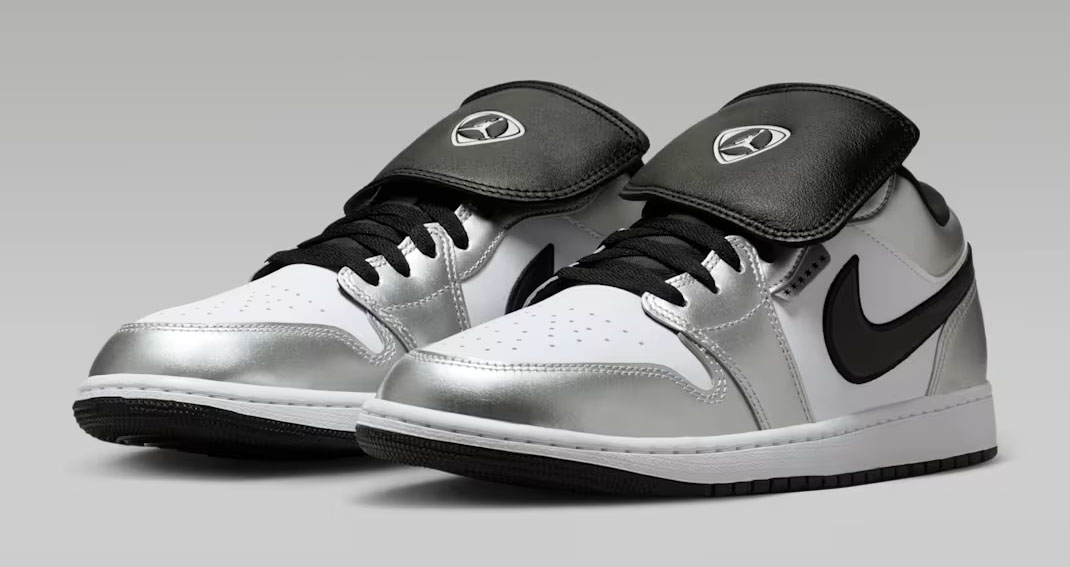 Air Jordan 1 Low SE Soccer White Metallic Silver Black Men's Shoes 1