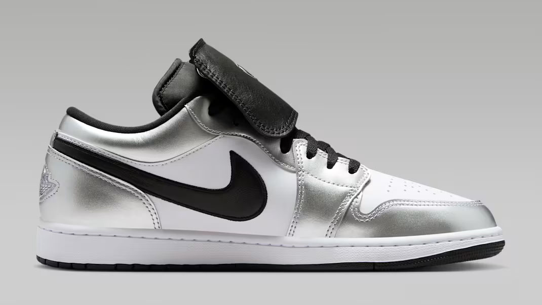 Air Jordan 1 Low SE Soccer White Metallic Silver Black Men's Shoes 3