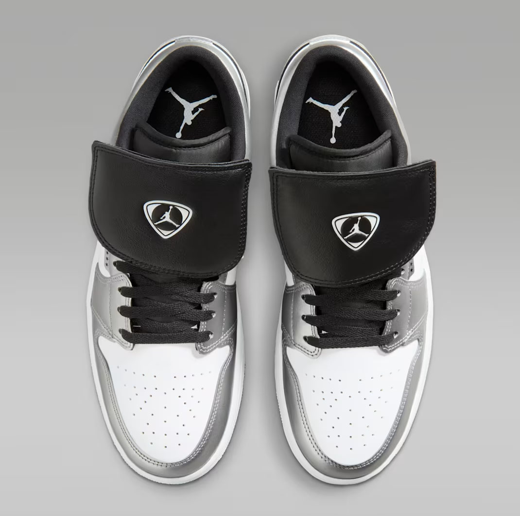 Air Jordan 1 Low SE Soccer White Metallic Silver Black Men's Shoes 4