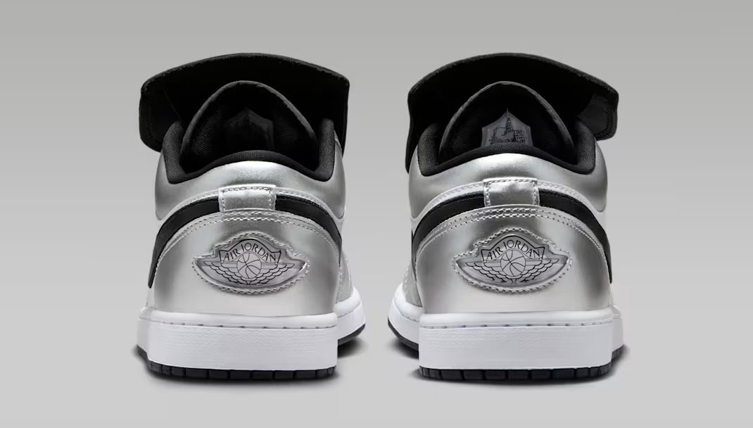 Air Jordan 1 Low SE Soccer White Metallic Silver Black Men's Shoes 5