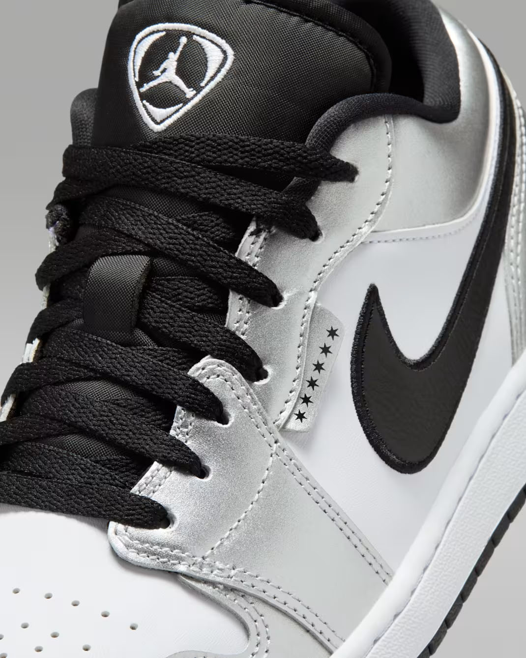 Air Jordan 1 Low SE Soccer White Metallic Silver Black Men's Shoes 9