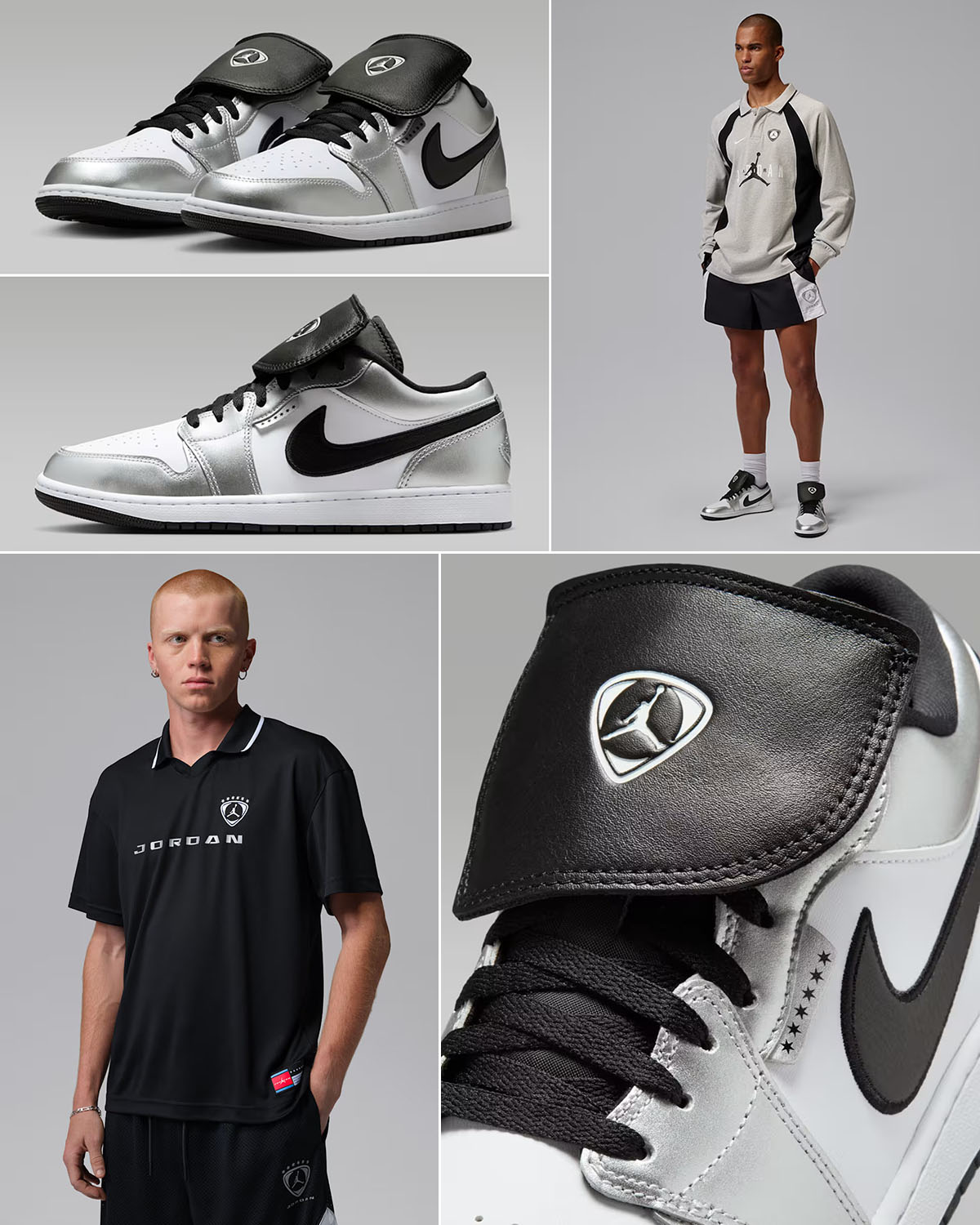 Air Jordan 1 Low SE Tiempo Soccer Metallic Silver Mens Shoes Matching Outfits