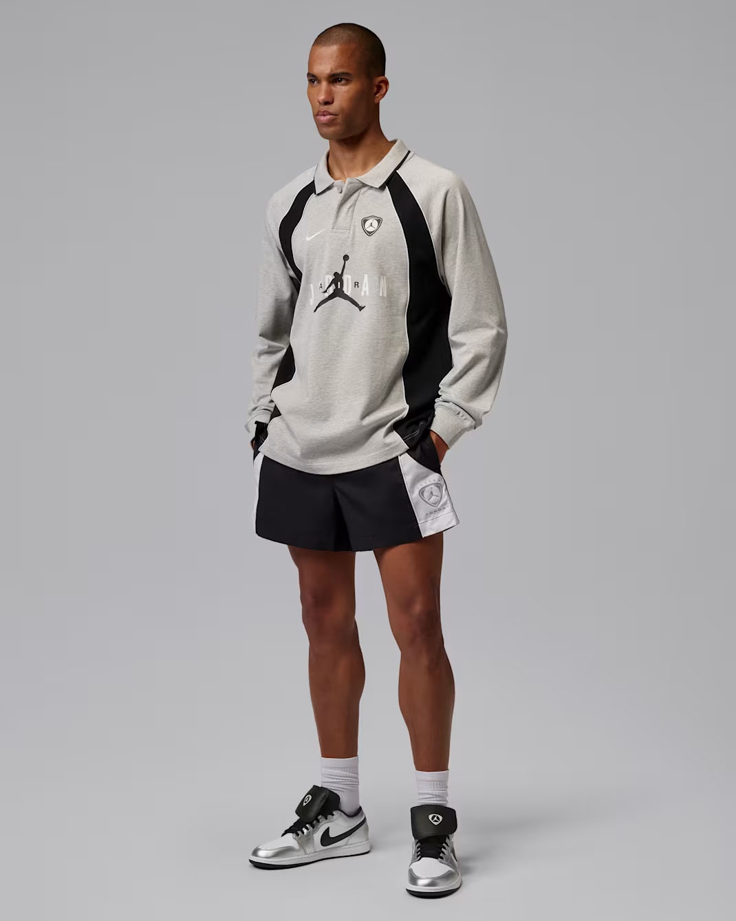 Air Jordan 1 Low SE Tiempo Soccer White Metallic Silver Black Mens Sneakers Outfit