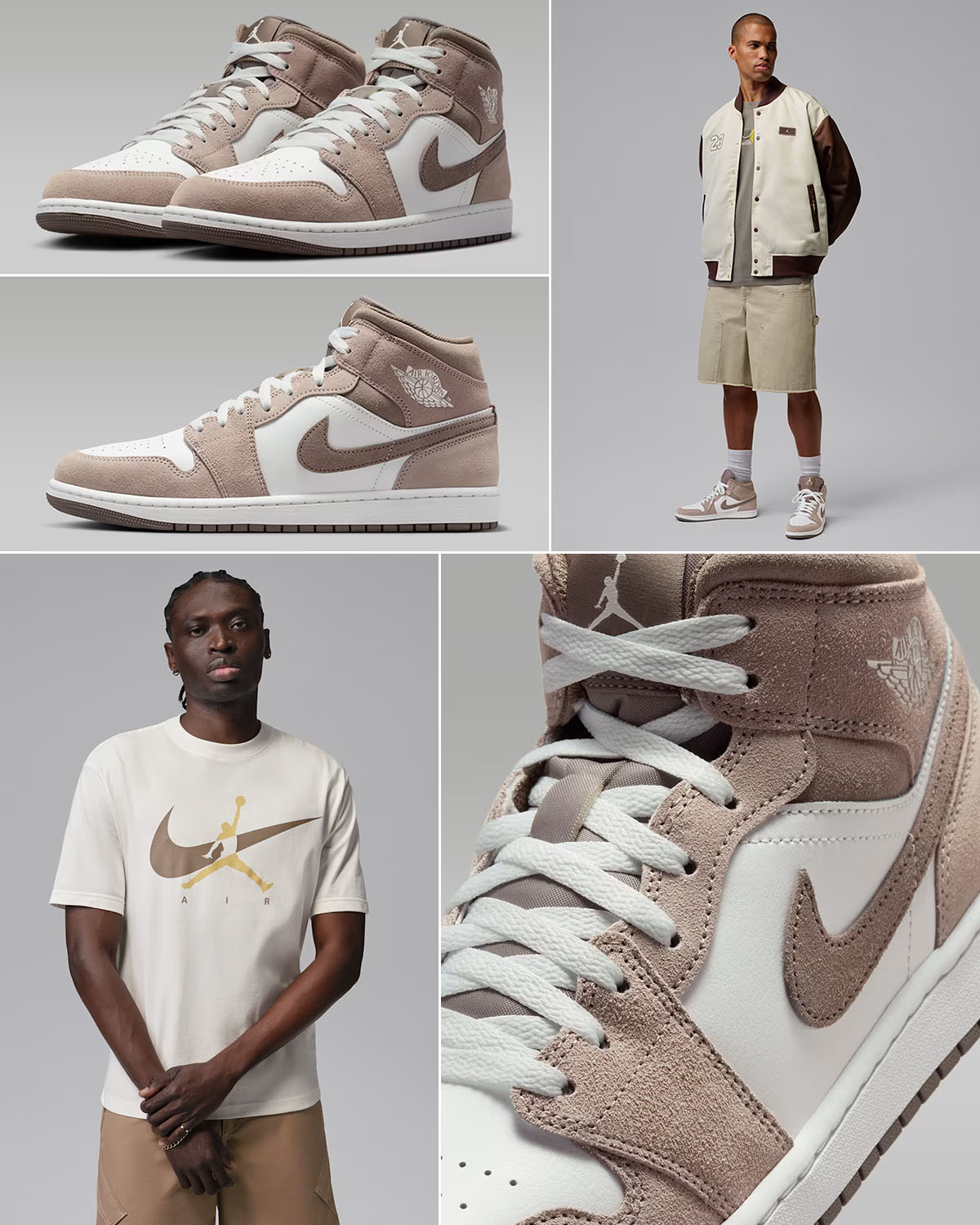Air Jordan 1 Mid Enigma Stone Olive Grey Mens Sneakers Matching Outfits