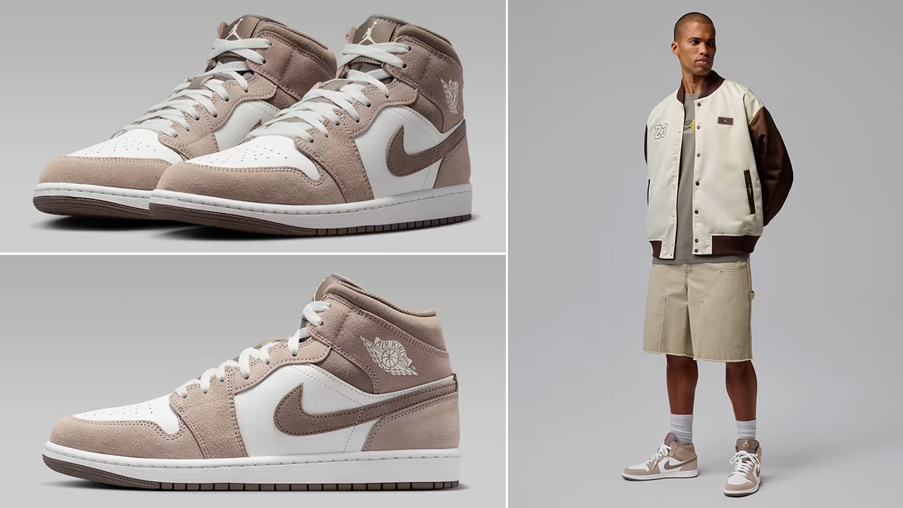 Air Jordan 1 Mid Enigma Stone Olive Grey Sneakers Outfits to Match