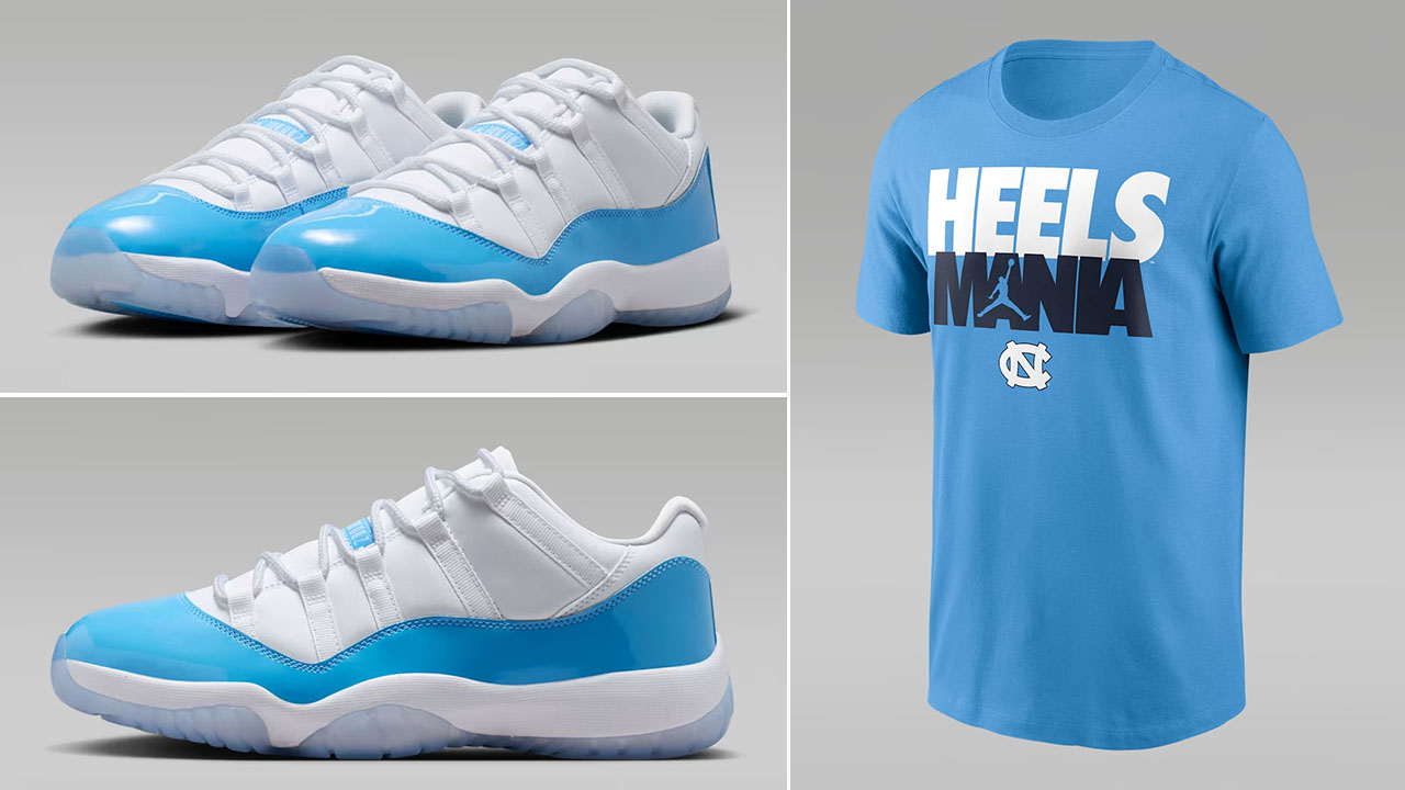 Air Jordan 11 Low UINC 2026 Tar Heels T Shirt to Match Sneakers