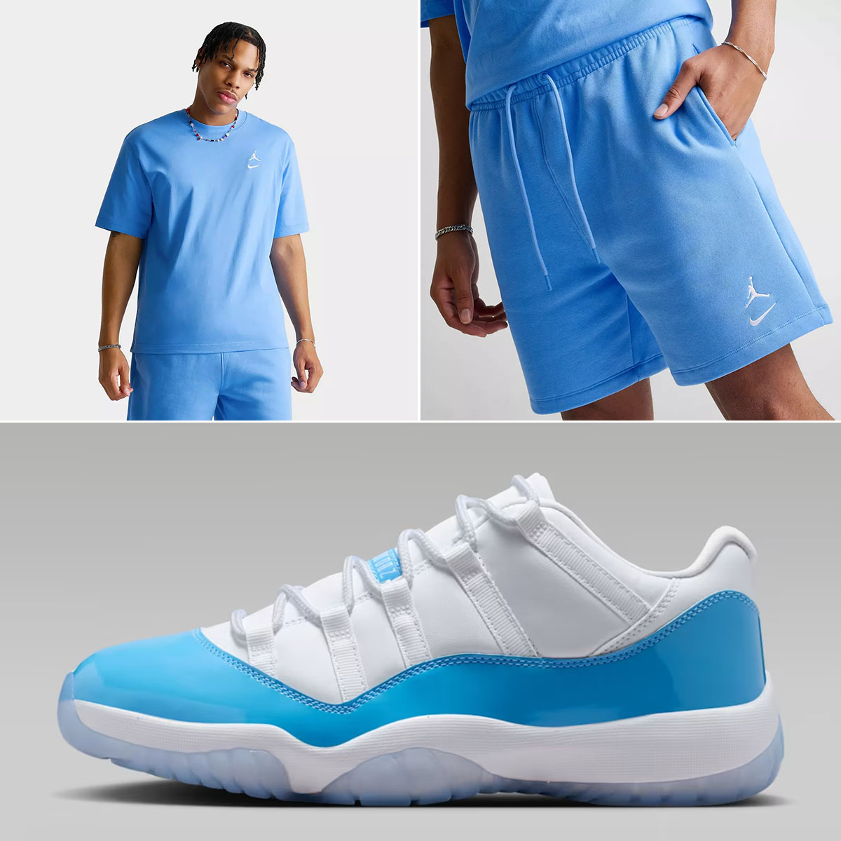 Air Jordan 11 Low UNC 2026 University Blue Shirt and Shorts Outfit to Match Sneakers