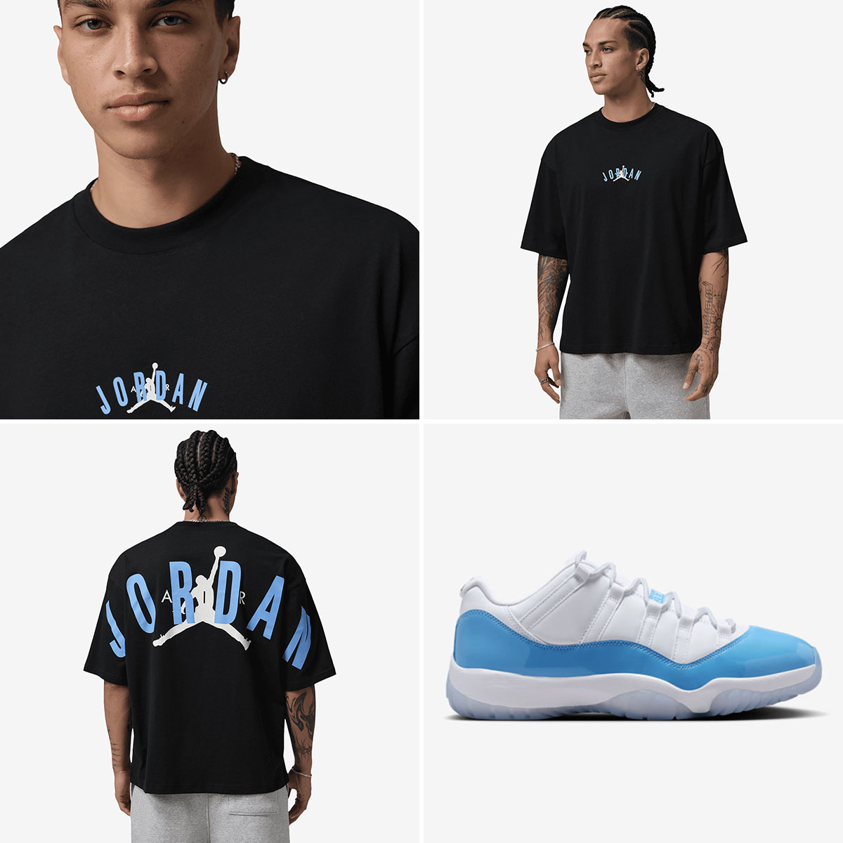 Air Jordan 11 Low UNC 2026 x Jordan Back Stretch Mens Oversized T Shirt to Match Sneakers