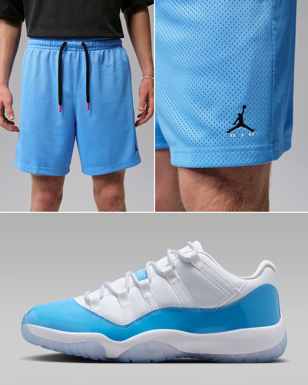 Air Jordan 11 Low UNC 2026 x Jordan Brooklyn Men's Mesh Shorts University Blue Outfit to Match Sneakers