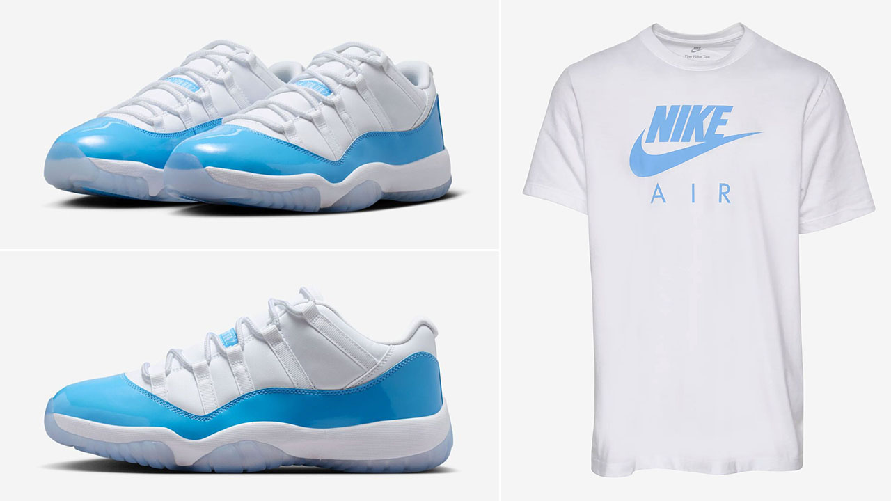 Air Jordan 11 Low UNC 2026 x Nike Air White University Blue T Shirt to Match Sneakers