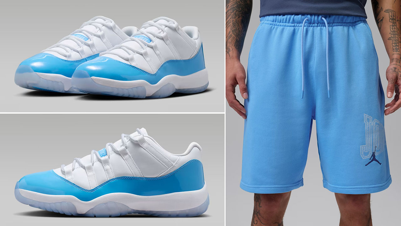 Air Jordan 11 Low UNC University Blue x Jordan Brooklyn Men’s Graphic Shorts Outfit to Match Sneakers