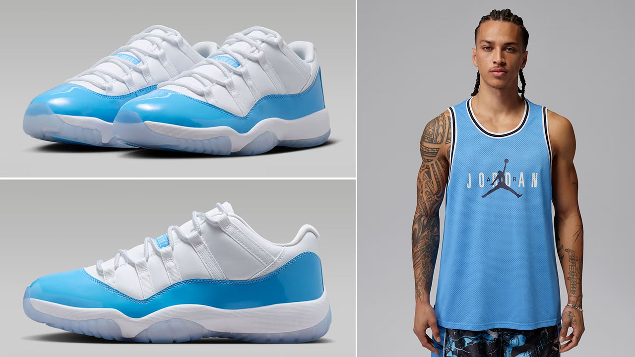 Air Jordan 11 Low UNC University Blue x Jordan Brooklyn Men's Mesh Jersey Outfit to Match Sneakers