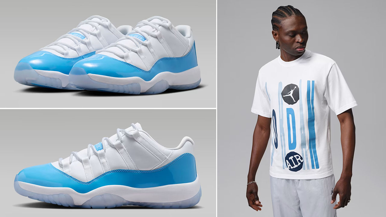 Air Jordan 11 Low UNC University Blue x Jordan Men’s Graphic T-Shirt Outfit to Match Sneakers