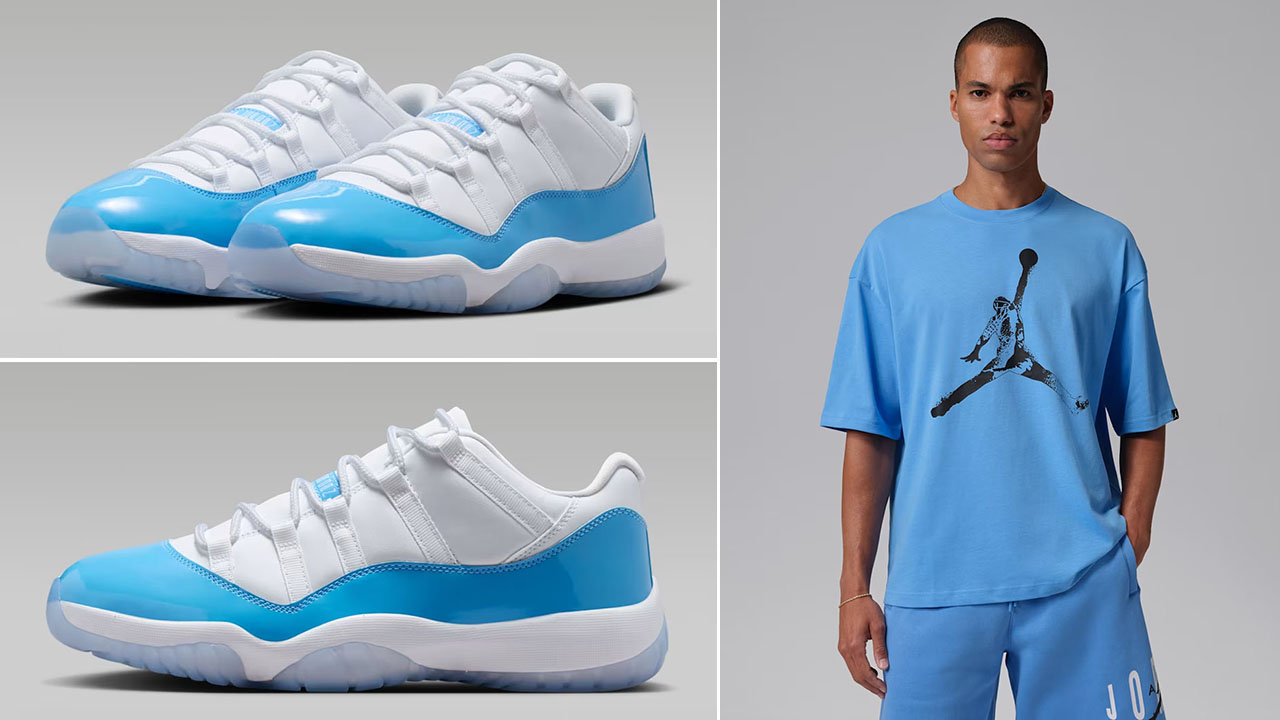 Air Jordan 11 Low UNC University Blue x Jordan Men’s Oversized Jumpman T-Shirt Outfit to Match Sneakers