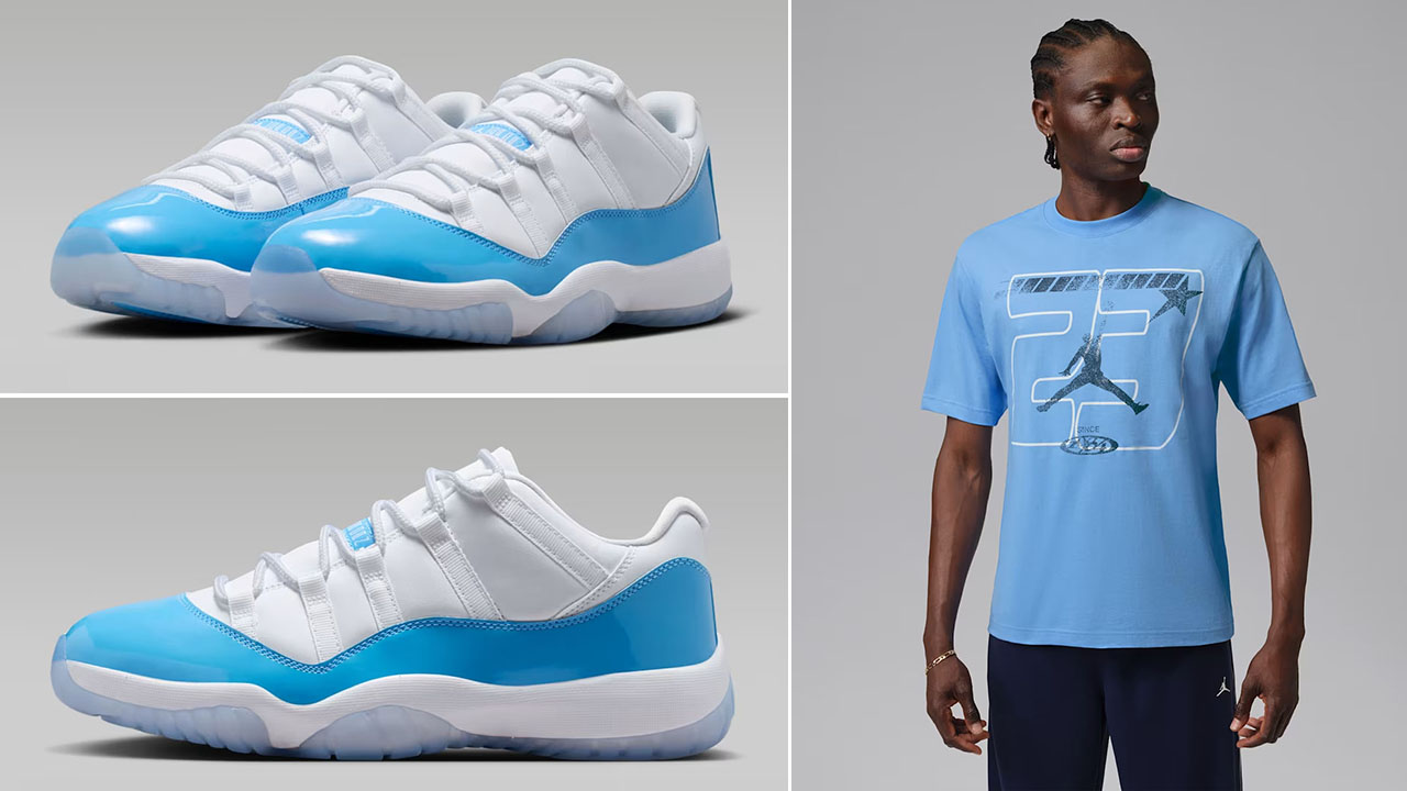 Air Jordan 11 Low UNC University Blue x Jordan Men’s Y2K Graphic T-Shirt Outfit to Match Sneakers