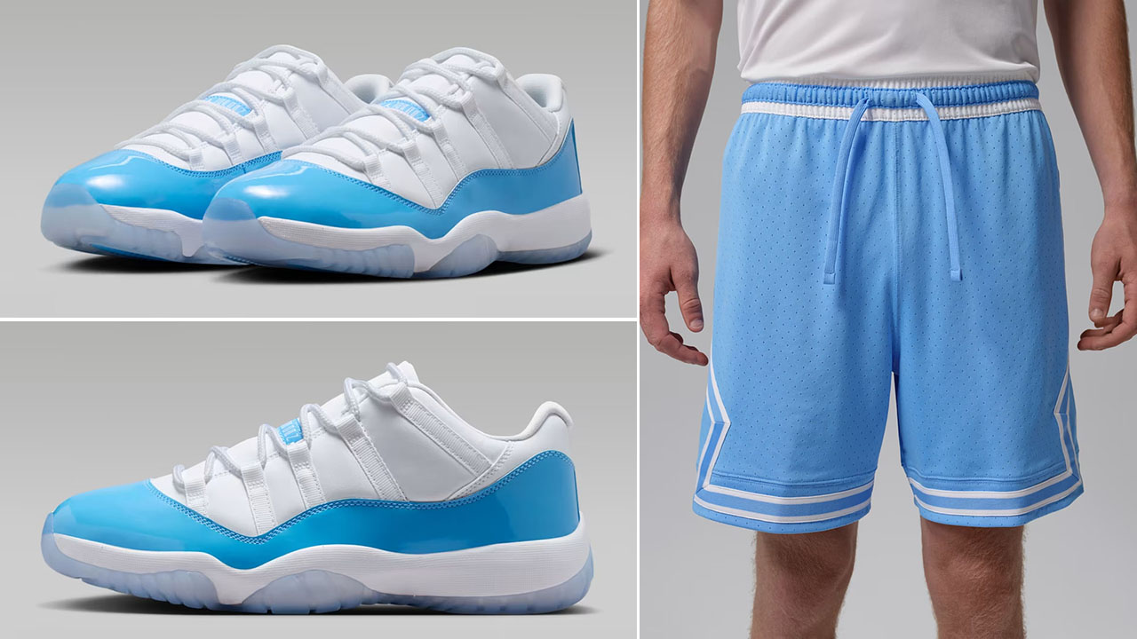 Air Jordan 11 Low UNC University Blue x Jordan Sport Men’s Dri-FIT Mesh Diamond Shorts Outfit to Match Sneakers