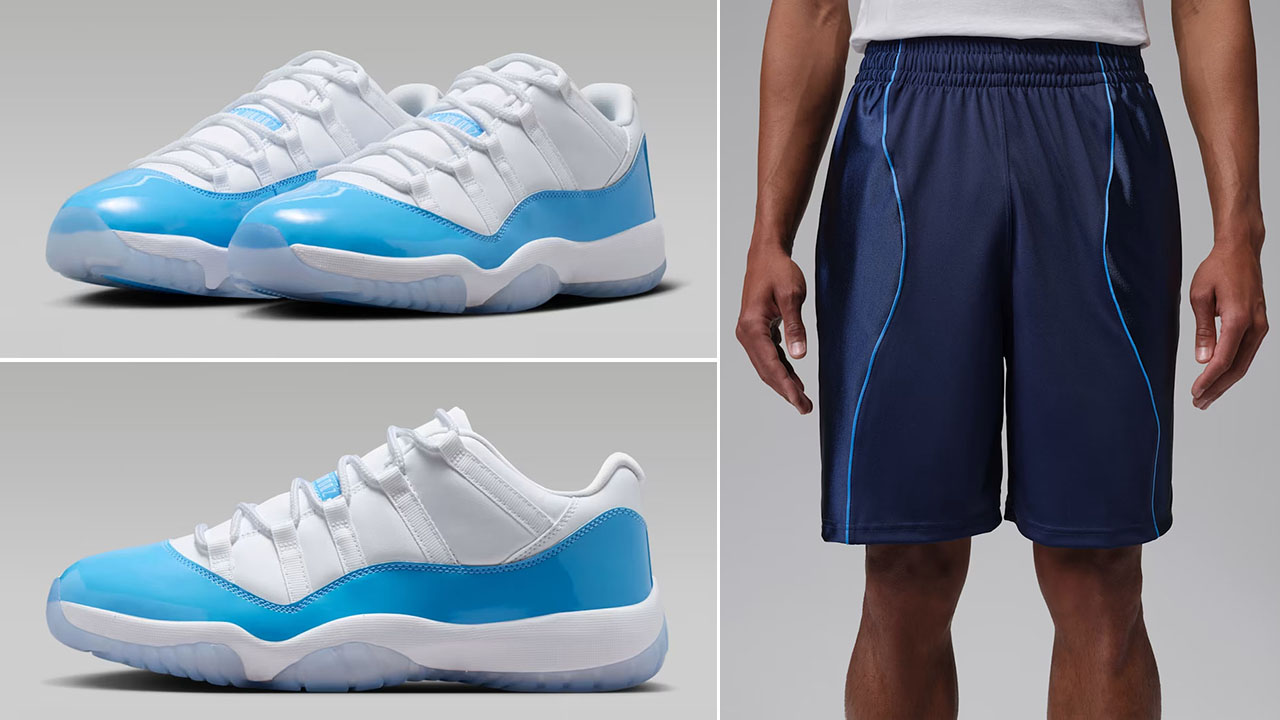Air Jordan 11 Low UNC University Blue x Jordan Sport Men’s Dri-FIT Y2K Shorts Outfit to Match Sneakers