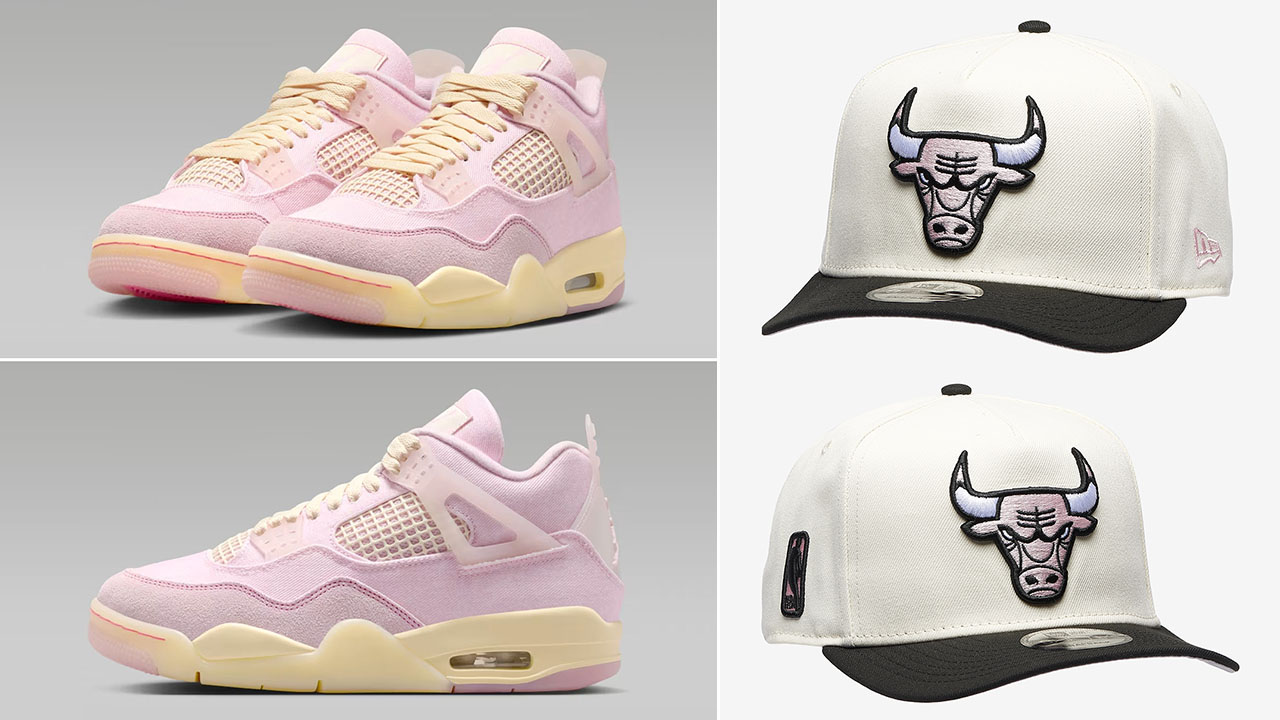 Air Jordan 4 Iced Carmine New Era Bulls Snapback Hat to Match