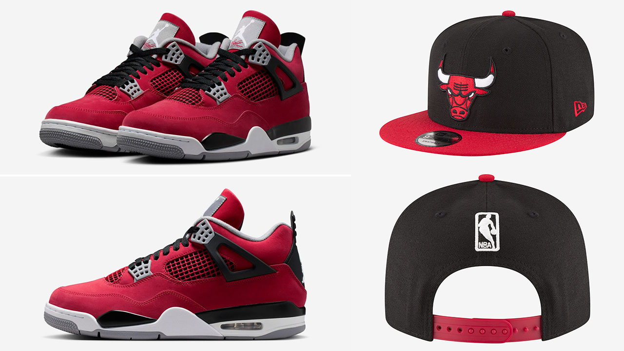 Air-Jordan-4-Toro-Bravo-2026-x-New-Era-Chicago-Bulls-2-Tone-Snapback-Hat-Black-Red-White