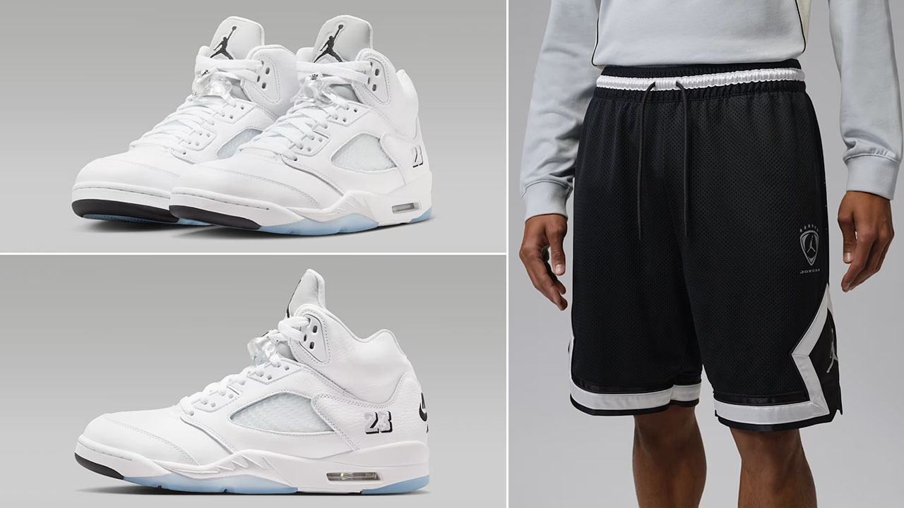 Air Jordan 5 White Metallic 2026 x Jordan Brooklyn Men's Diamond Shorts to Match Sneakers