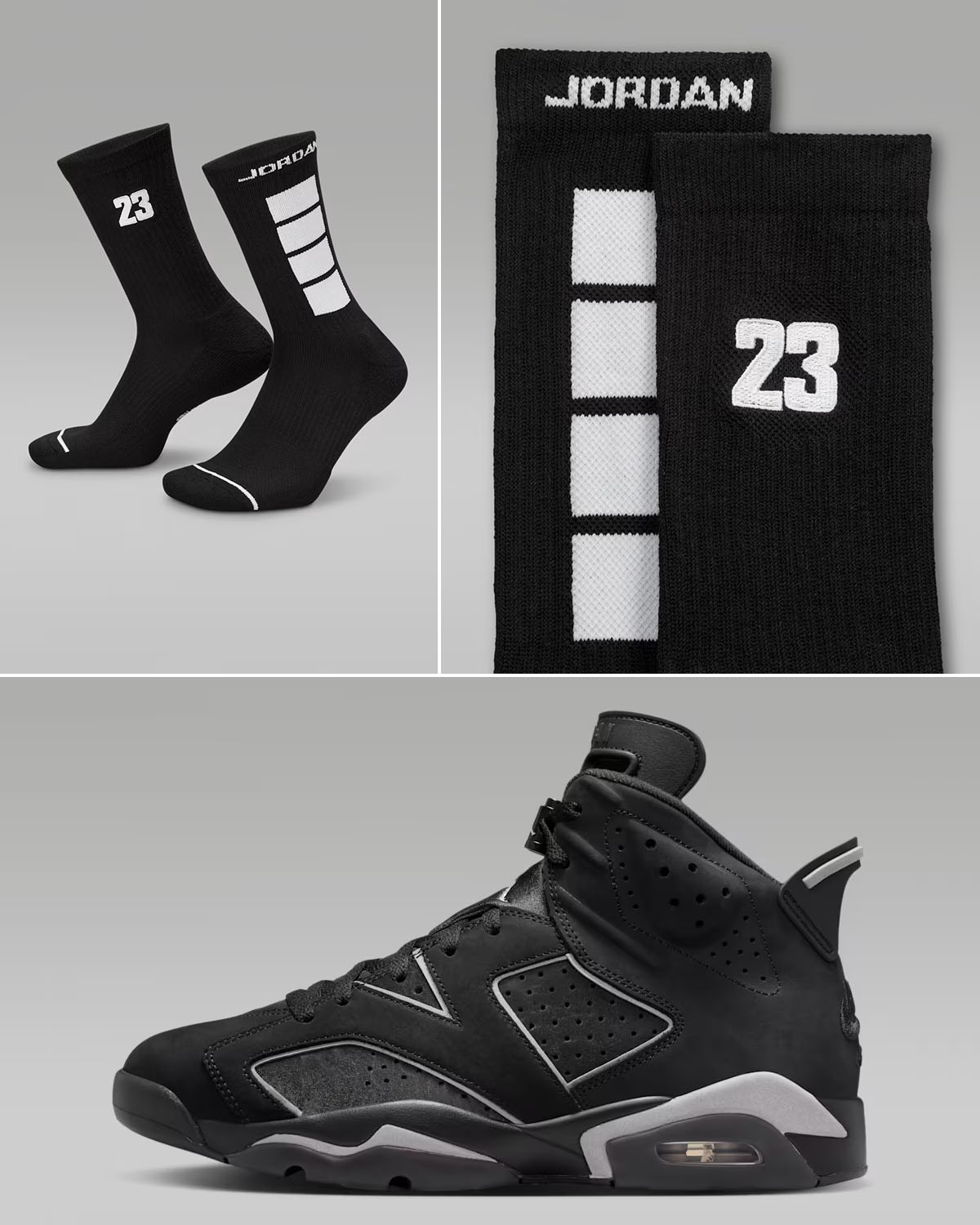 Air Jordan 6 Cap and Gown 2026 x Jordan Everyday Black Crew Socks to Match Sneakers