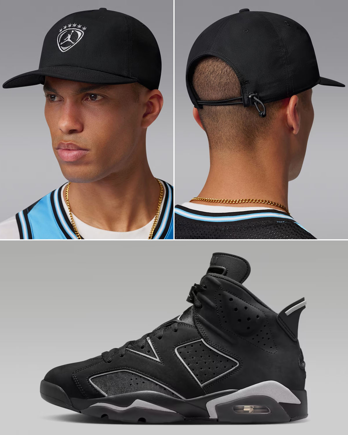 Air Jordan 6 Cap and Gown 2026 x Jordan Pro Black Silver Hat to Match Sneakers