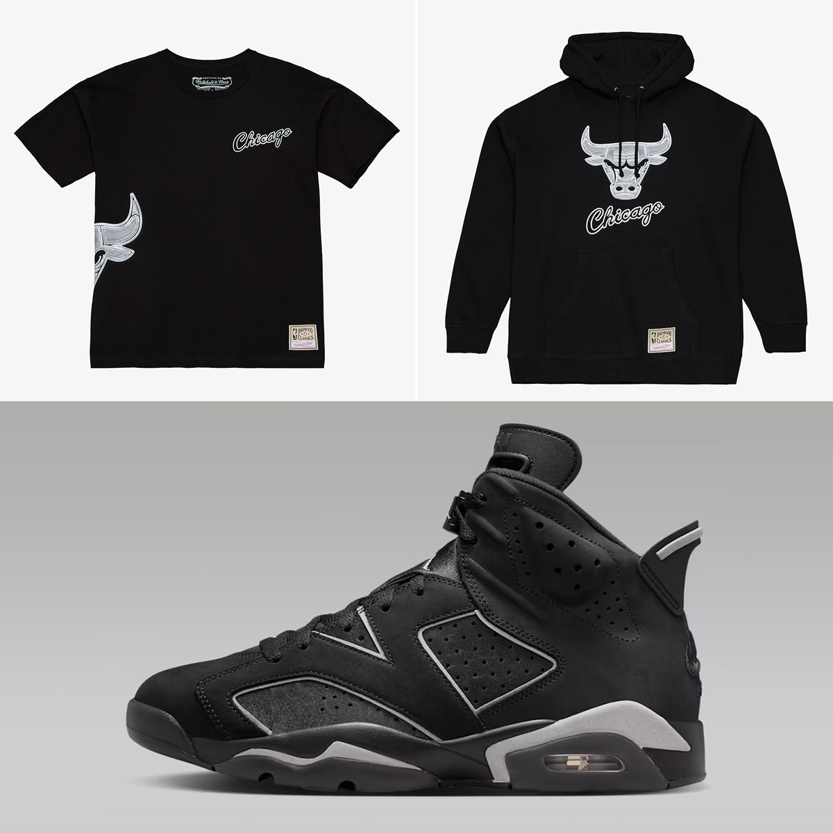 Air Jordan 6 Cap and Gown x Chicago Bulls Mitchell & Ness Shirt and Hoodie to Match Sneakers