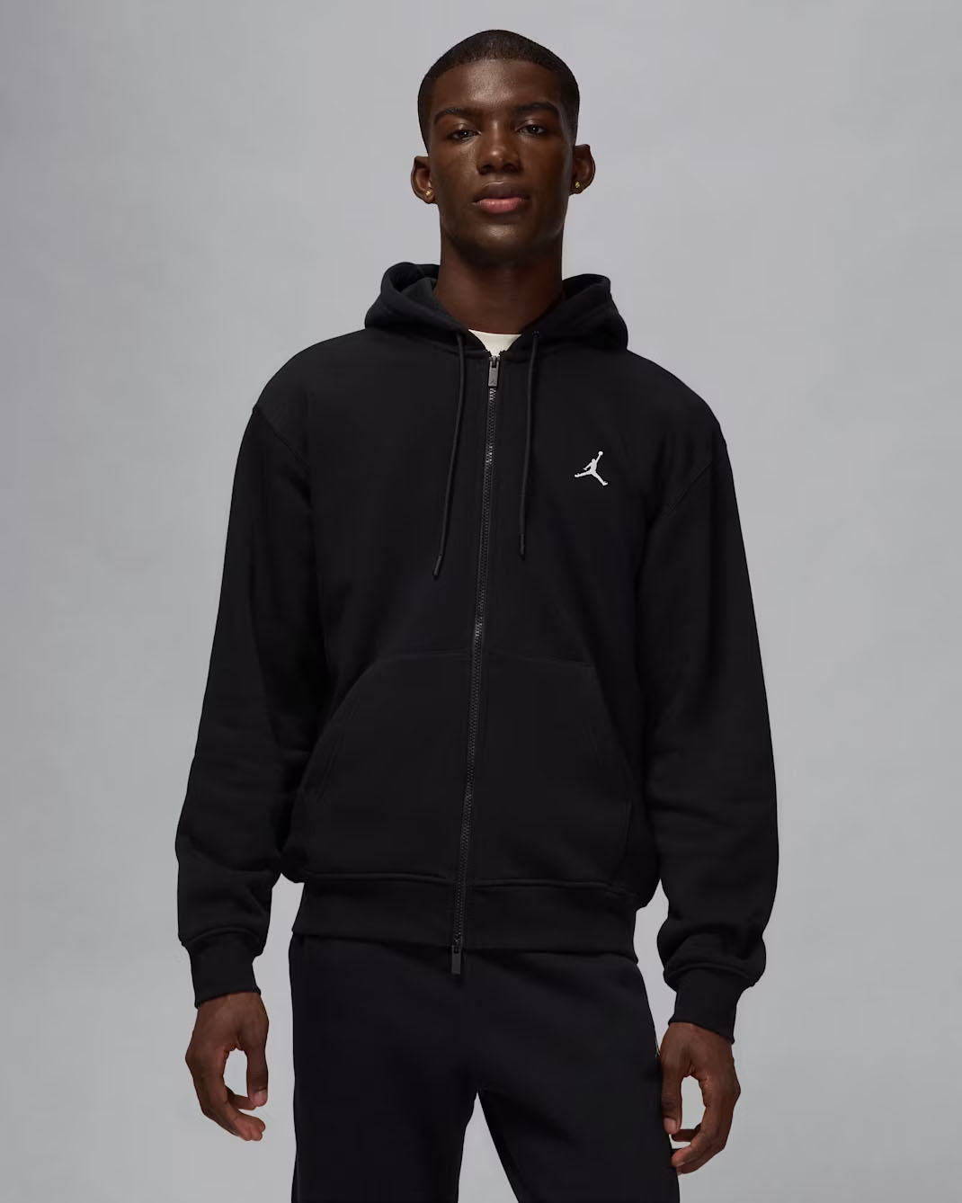 Jordan Brooklyn Fleece Men's Full-Zip Hoodie Black White