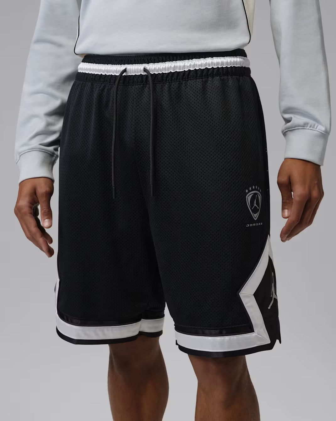 Jordan Brooklyn Mens Diamond Shorts Black Metallic Silver 1