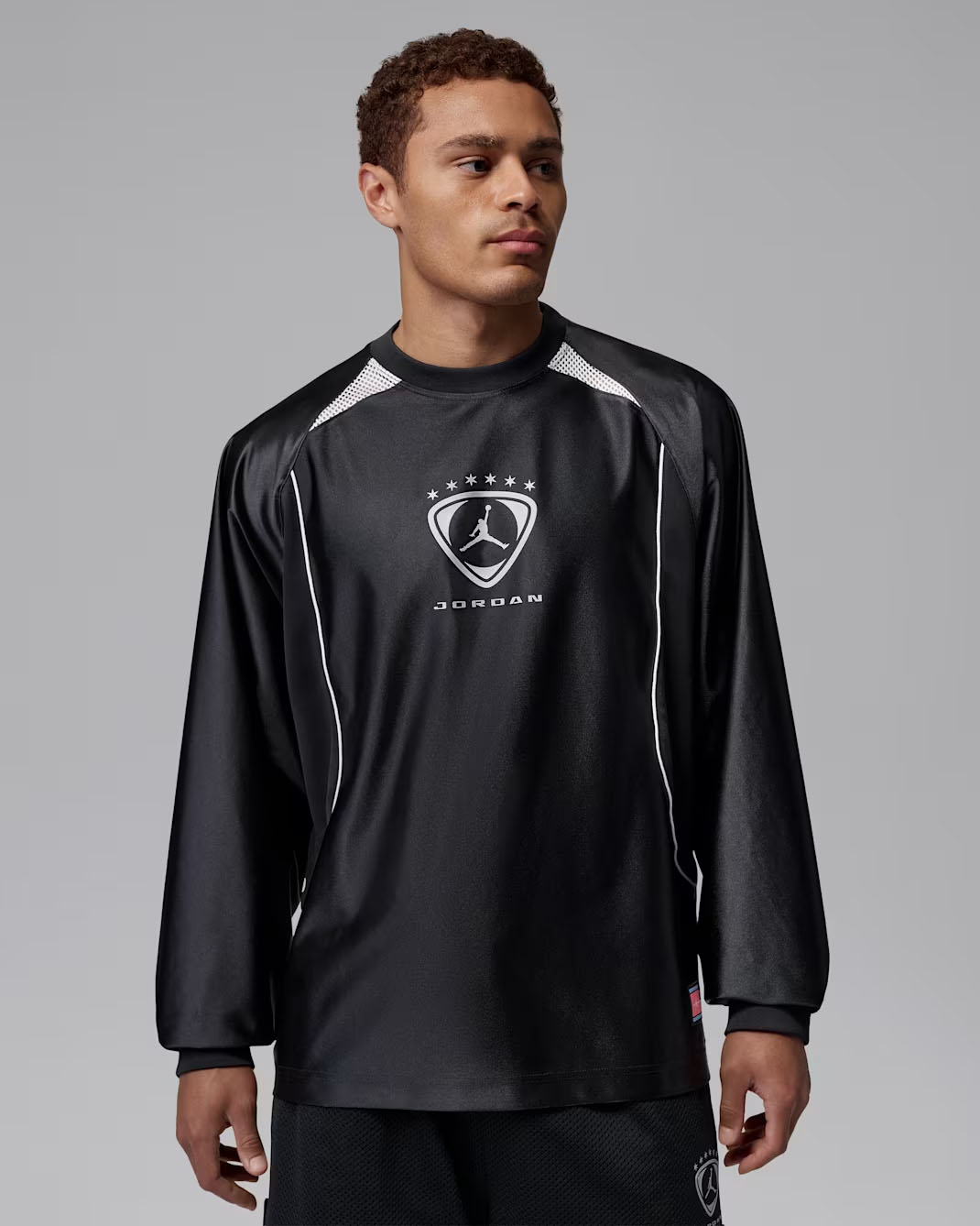Jordan Brooklyn Men's Long-Sleeve Goalie Top Black White Metallic Silver 1
